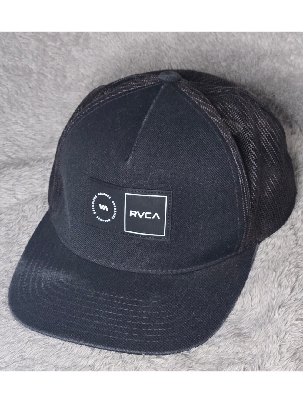 RVCA VA Balance of Opposites Black Trucker Hat Mesh Snapback Adjustable